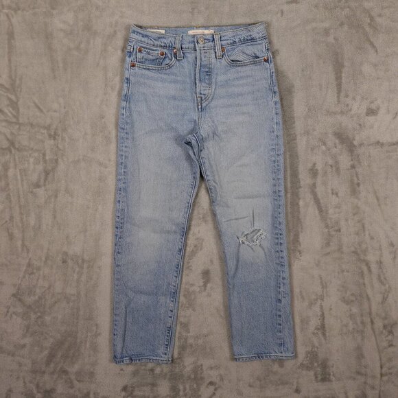 Levi's jeans Wedgie Straight women's 25 light wash blue red tab big E premium - Picture 1 of 16